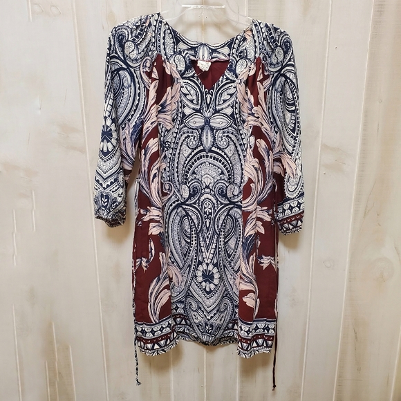 BOHO Mixed Print Sheath Dress w/ Sleeves Size Med - EUC! - Picture 12 of 12